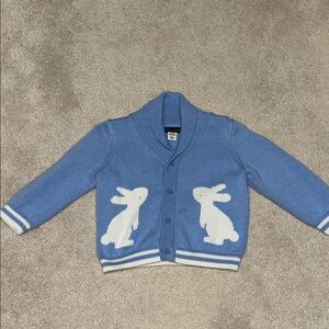 Janie and Jack Blue Sweater with White Bunny Design